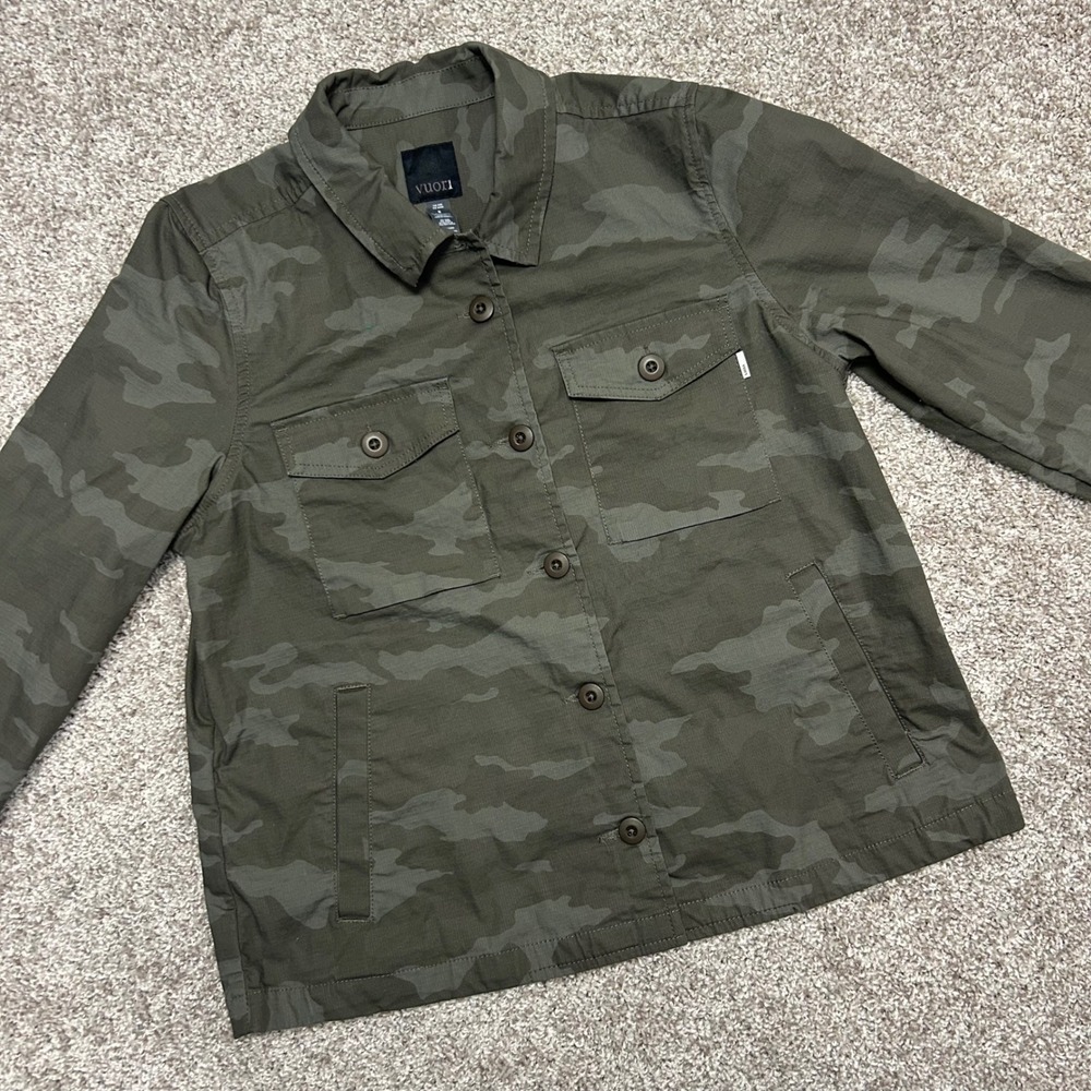 Vuori Ripstop Camo Jacket Women Size Small Green Organic Cotton Outdoor